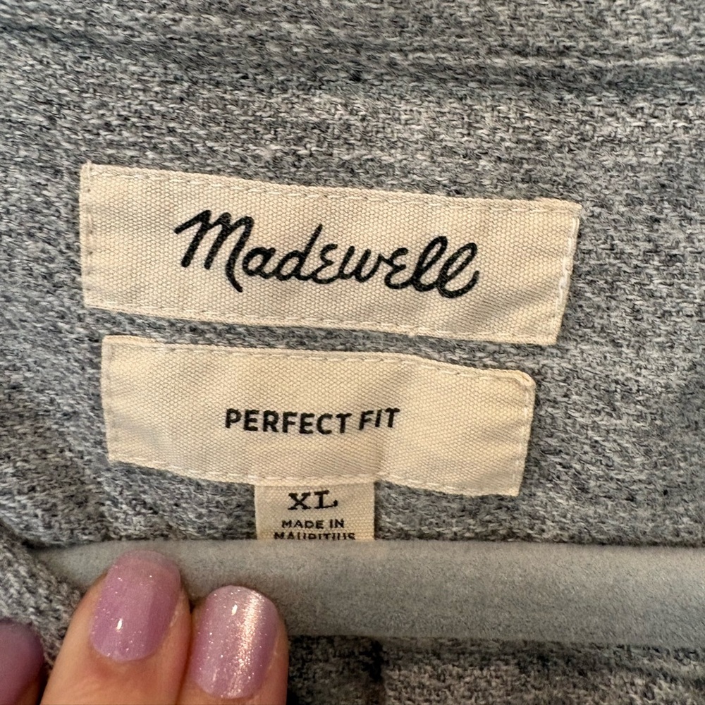 Madewell Light Gray Perfect Fit Flannel Button Down Shirt - Picture 3 of 4